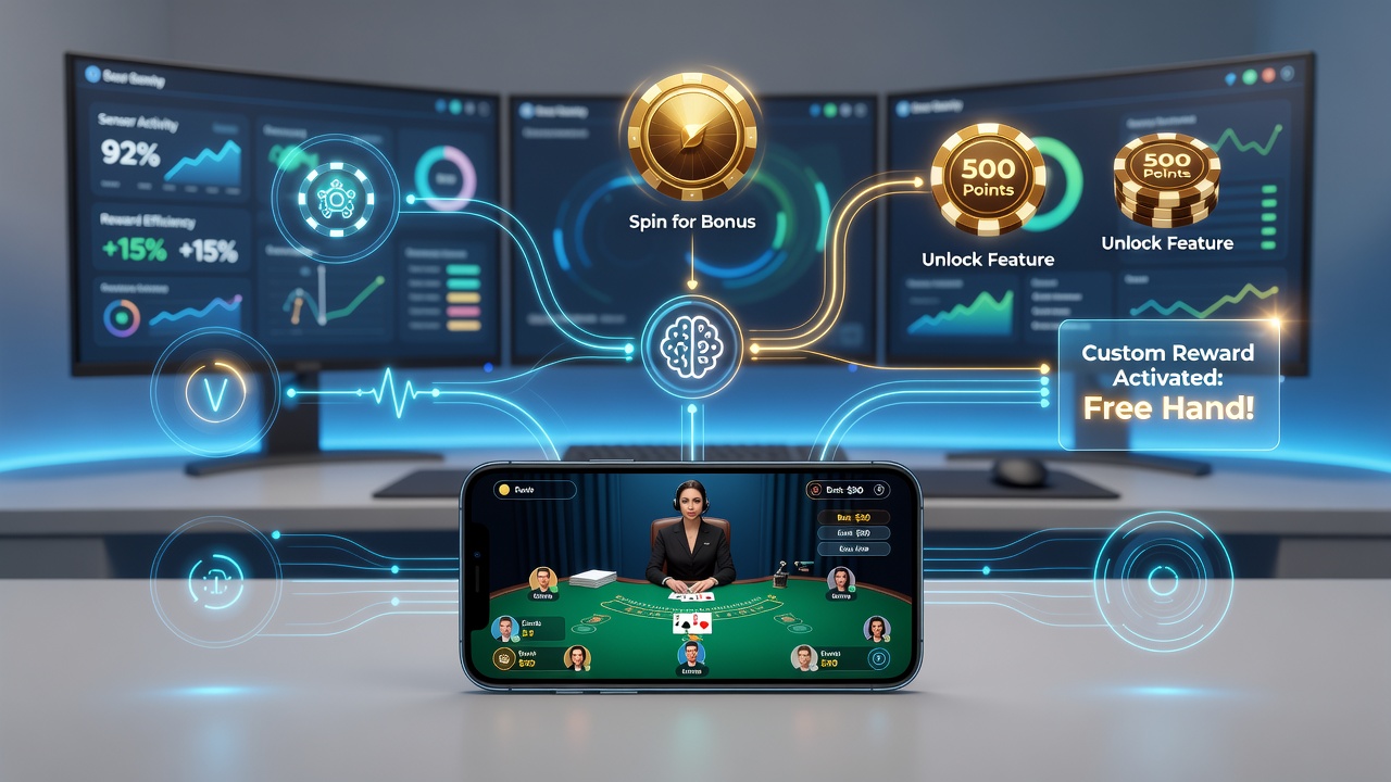 Grafik der viser sensor data flow mellem mobile enheder og live dealer servere